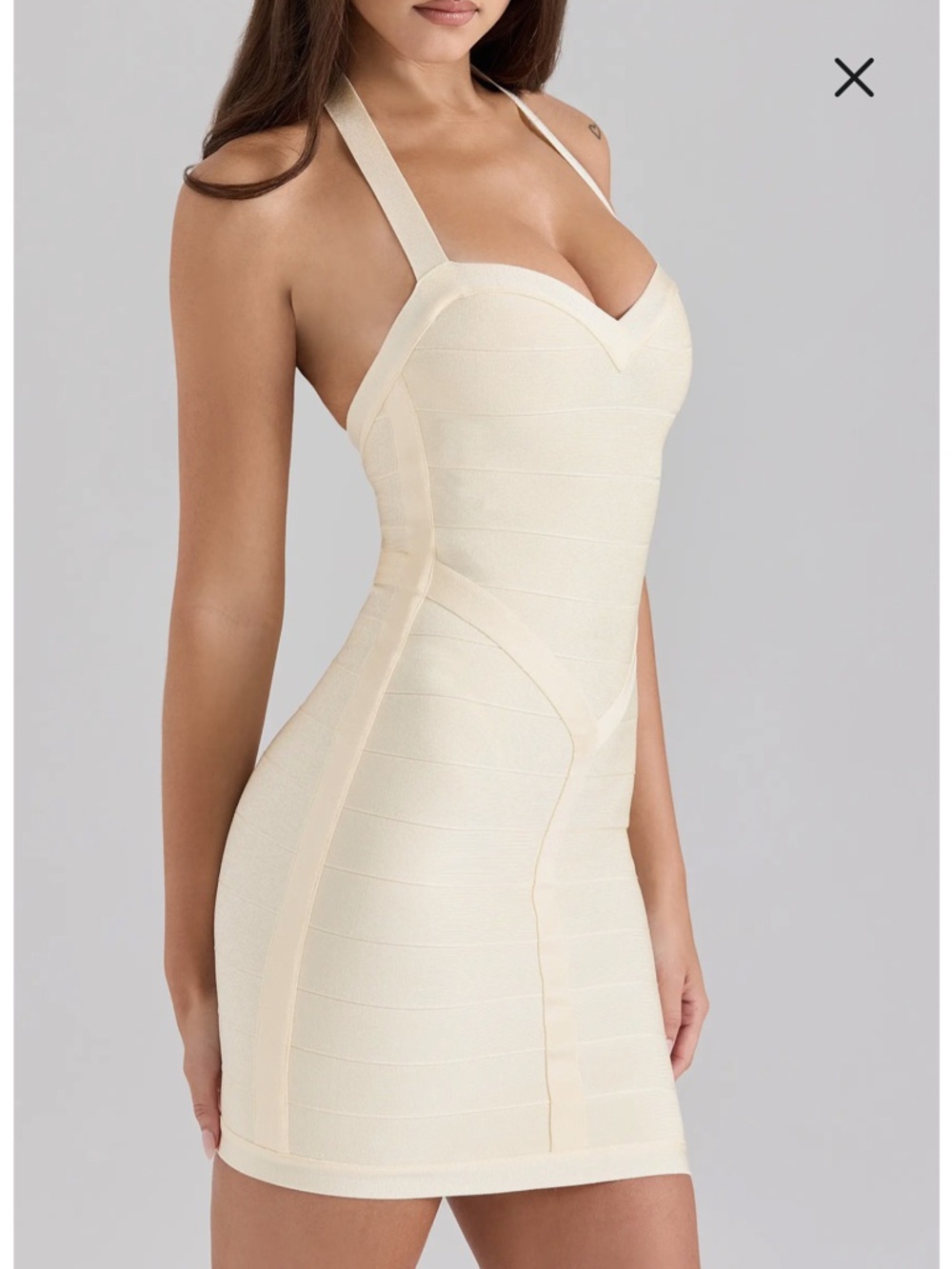 House of CB Cream Halter Bandage Mini Dress